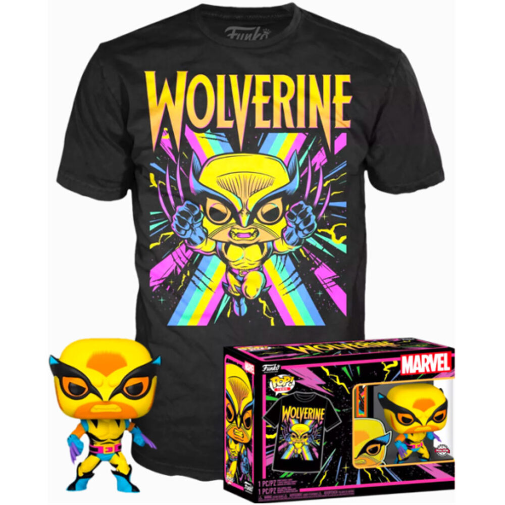 Set Figura Pop & Tee Marvel Wolverine Black Light Funko