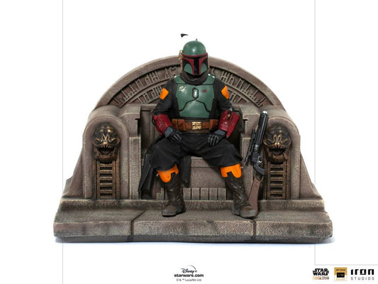 Star Wars The Mandalorian Deluxe Art Scale Statua 1/10 Boba Fett On Throne 18 Cm Iron Studios